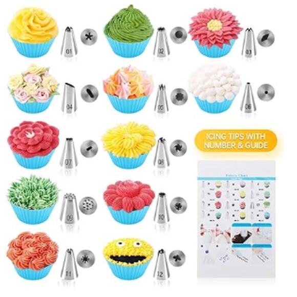 85PCs Cake Decorating Kit for Beginner with Turntable, Icing Tips & Guide - Picture 5 of 8